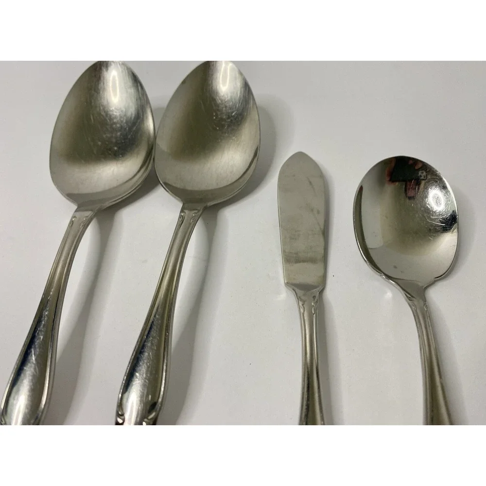 Oneida USA BERKELEY SQUARE Serving Spoon X2 Butter Knife Sugar Spoon